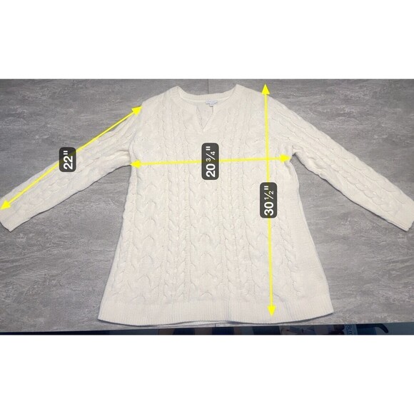 J Jill Chenille Sweater Womens Sz XL Cream Ivory Cable Knit Pullover Long Sleeve - Picture 2 of 4